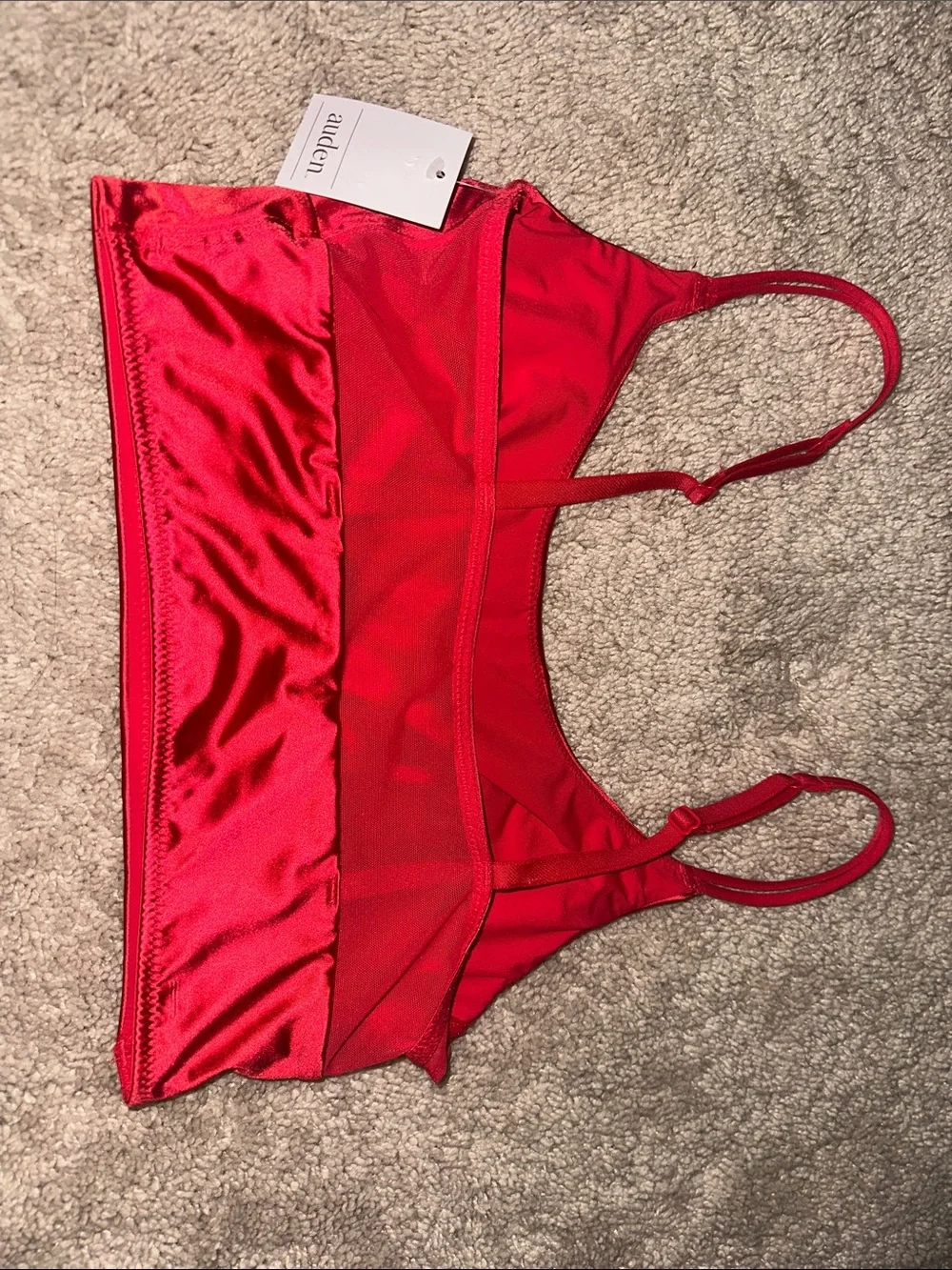 Auden Red Satin Bralette with Adjustable Straps